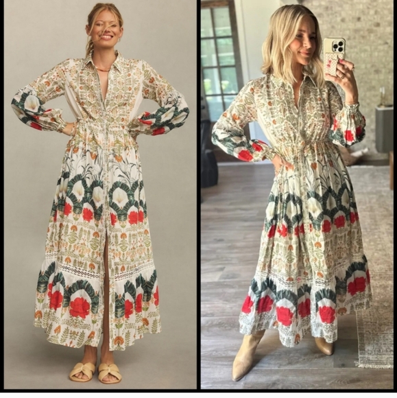 Anthropologie Dresses & Skirts - Anthropologie Dress Womens Botanical Silk Blend Maxi Dress SZ M